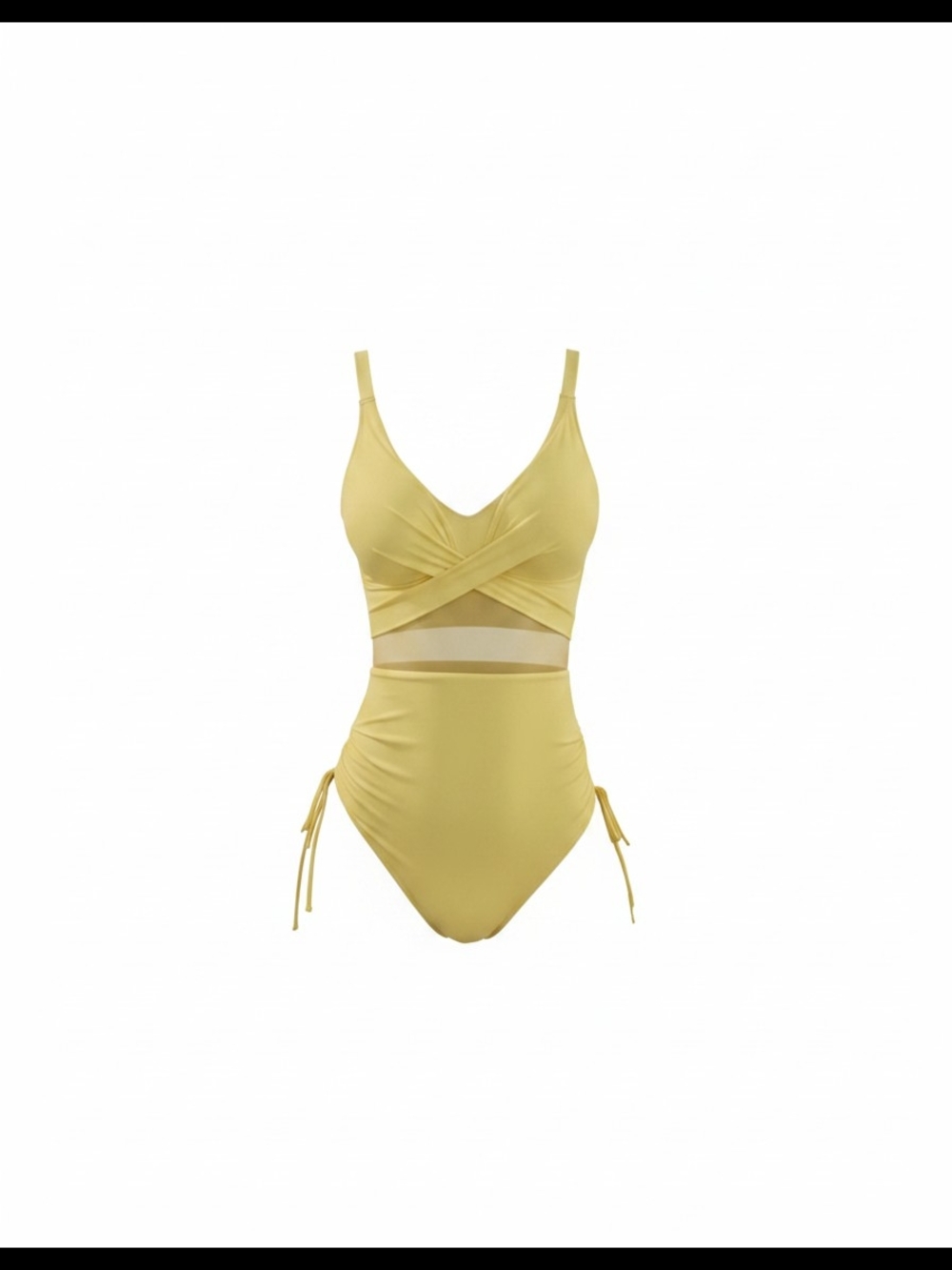 NWOT Size Med Anna kaco Yellow One-Piece Swimsuit with mesh panel